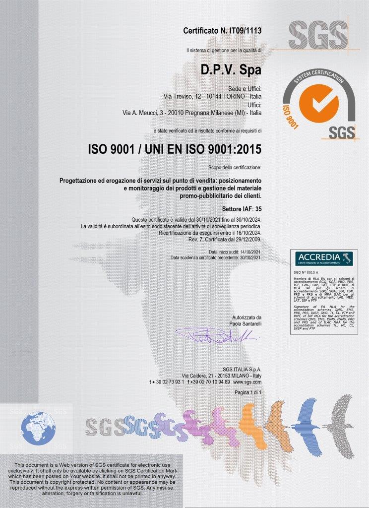 Cetificato UNI EN ISO 9001